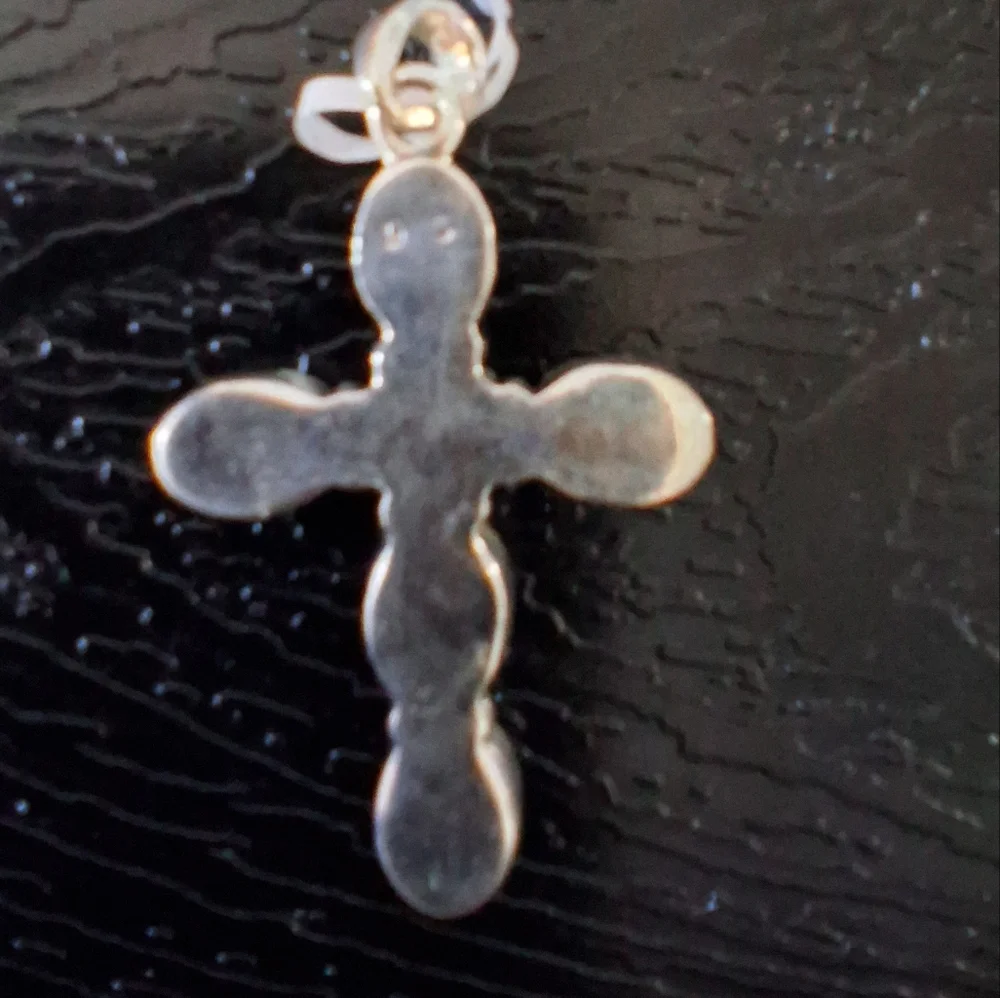 ROSE DAHLIA TURQUOISE CROSS 925 STERLING SILVER